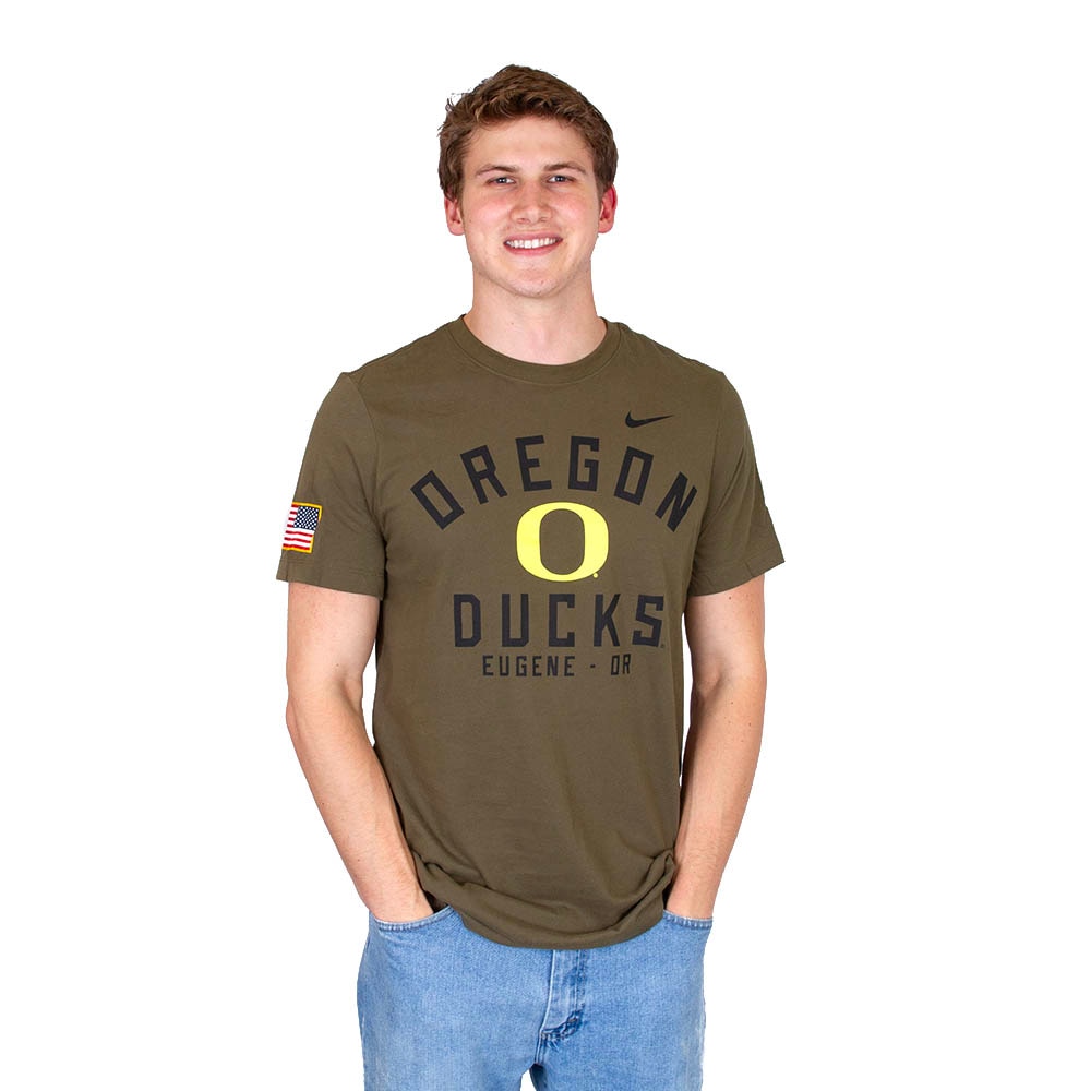 Classic Oregon O, Nike, Green, Crew Neck, Performance/Dri-FIT, Men, Heavy cotton, Military, 2024, Arched Oregon, T-Shirt, 812180